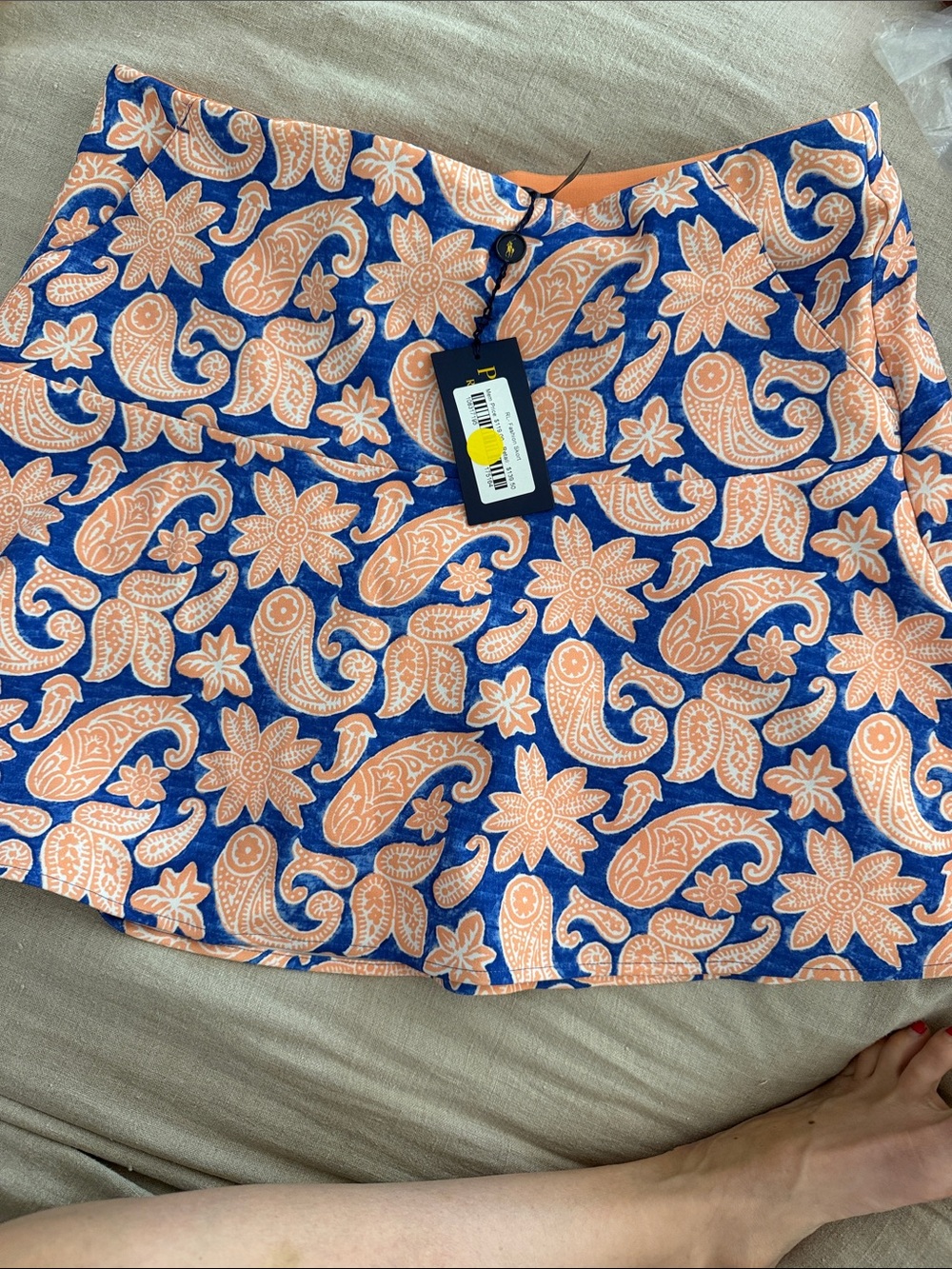 Ralph Lauren Blue and Peach Paisley Mini Skirt